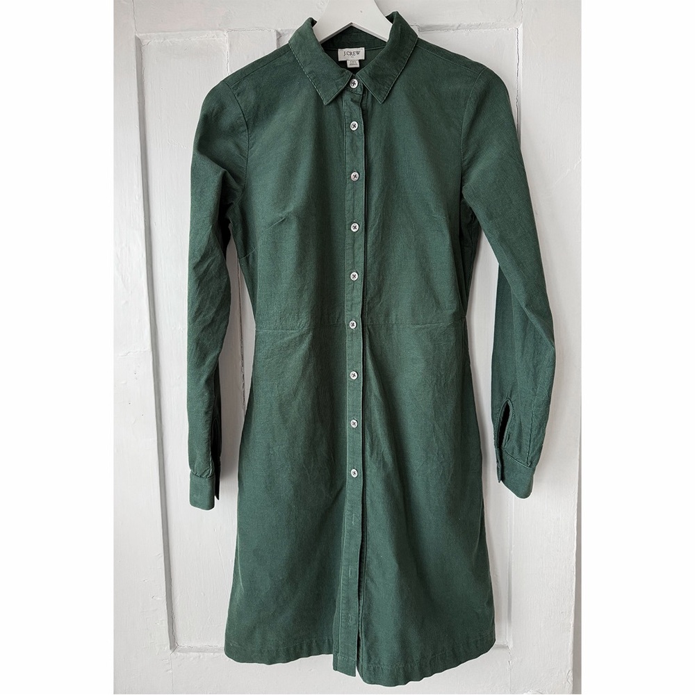 J.Crew Green Corduroy Shirt Dress - Long Sleeve